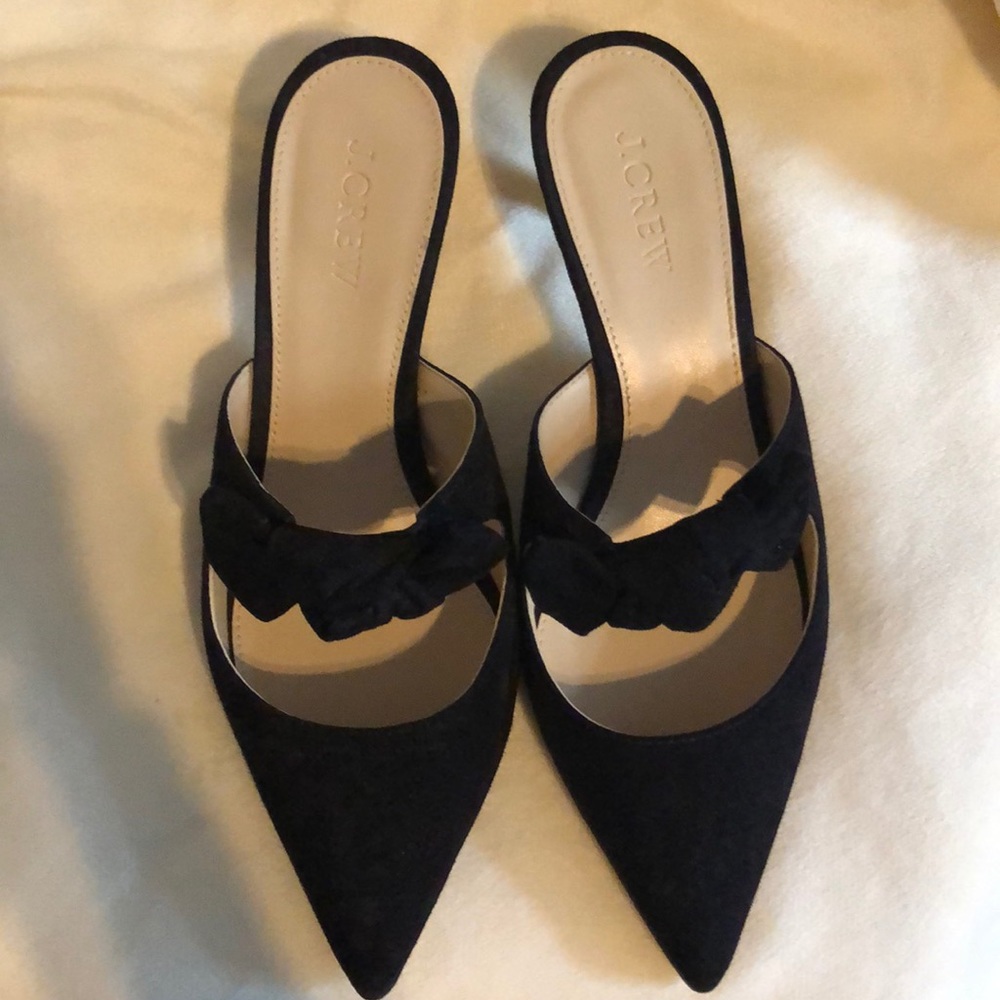 Jcrew new never worn kitten heel suede slides sz7
